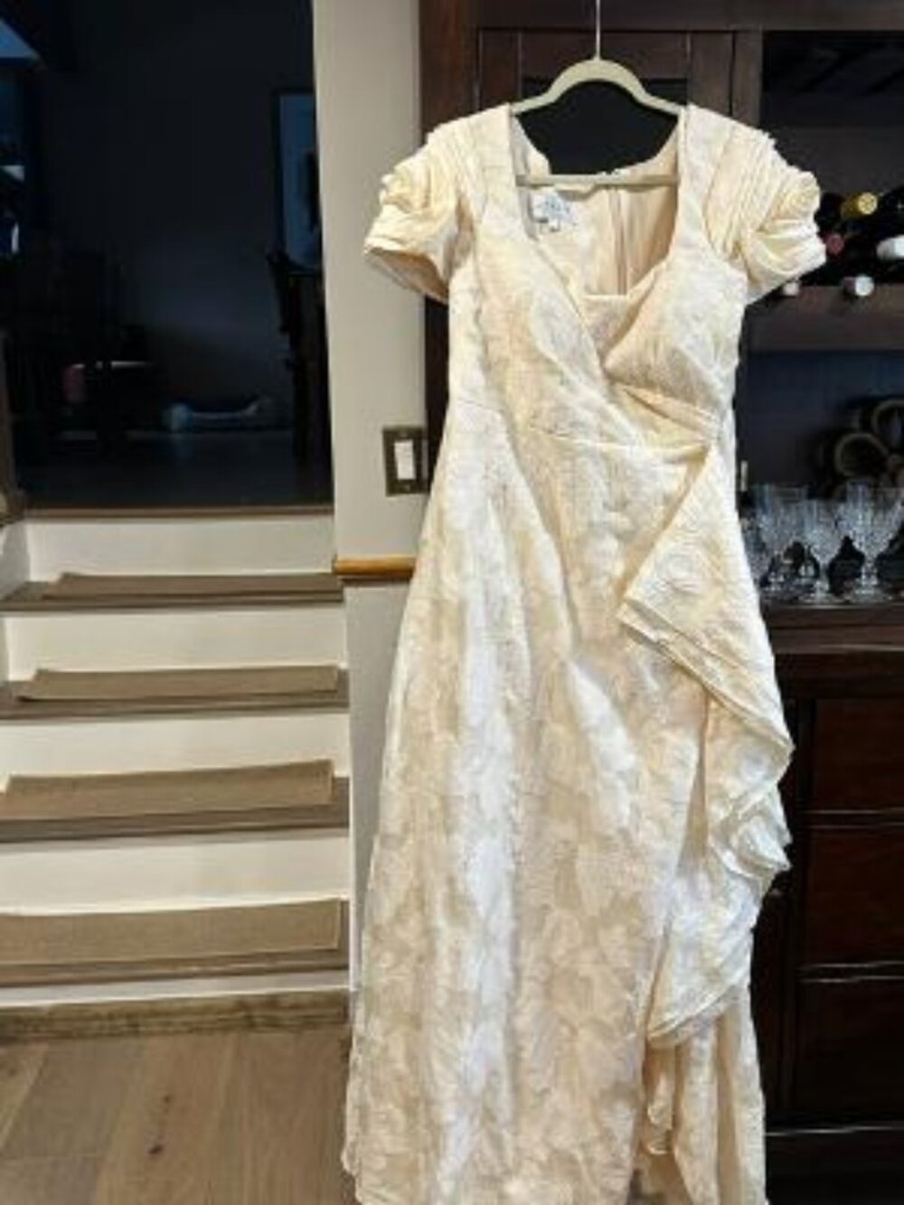 Azazie Hermina A Line Cream Jacquard Gown -NWT Size 22